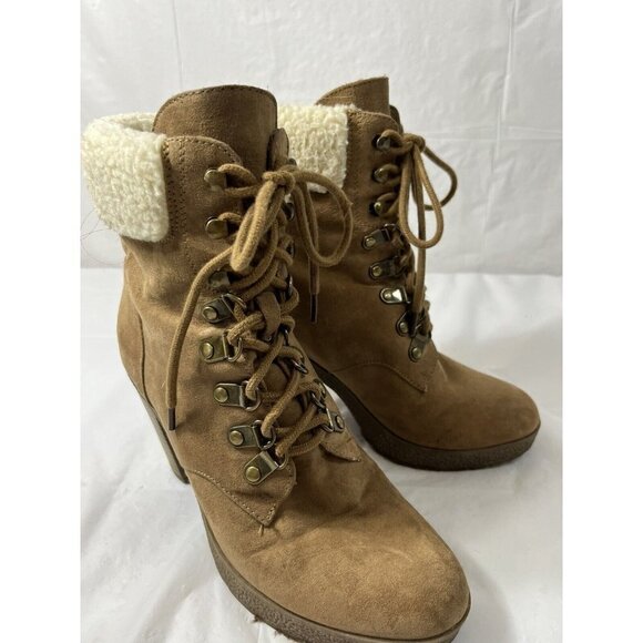 Women’s Brash Moto Boots Size 6 1/2 Sherpa Trim platform - Picture 15 of 15